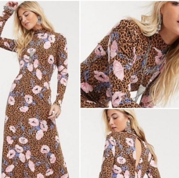 Free People Retro Romance Mixed Print Midi Dress M - Picture 1 of 13